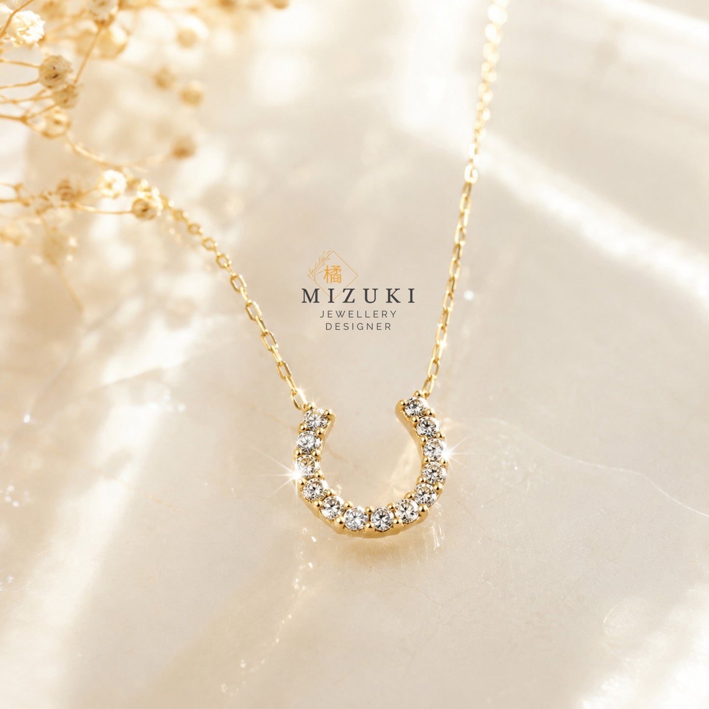 TACHIBANA｜18K 黃金 0.10ct 幸運馬蹄天然鑽石項鍊｜Horseshoe Diamond Necklace