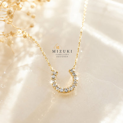 TACHIBANA｜18K 黃金 0.10ct 幸運馬蹄天然鑽石項鍊｜Horseshoe Diamond Necklace