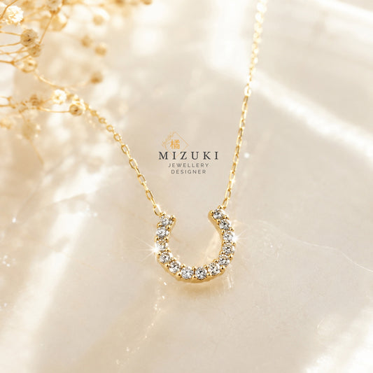 TACHIBANA｜18K 黃金 0.10ct 幸運馬蹄天然鑽石項鍊｜Horseshoe Diamond Necklace