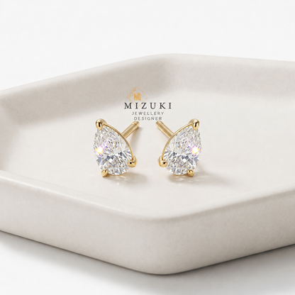 TACHIBANA｜18K 黃金 0.36ct 梨形天然鑽石耳釘｜Pear Diamond Stud Earrings