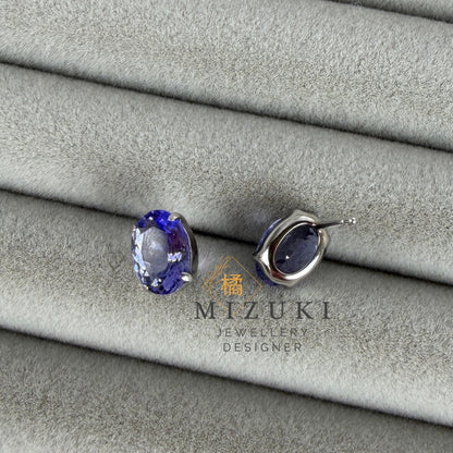 TACHIBANA｜PT950 2ct橢圓形丹泉石耳環｜Oval Tanzanite Stud Earrings