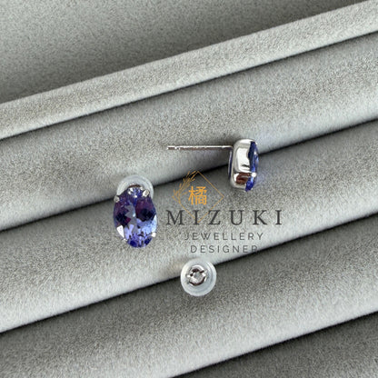 TACHIBANA｜PT950 2ct橢圓形丹泉石耳環｜Oval Tanzanite Stud Earrings