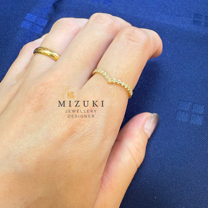 TACHIBANA｜18K 黃金 0.20ct 波浪滿鑽戒指｜Wave Chevron Diamond Ring