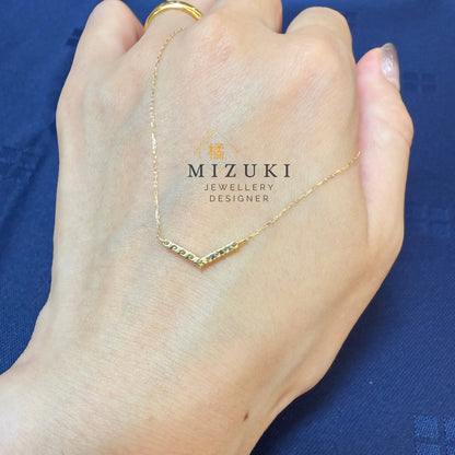 TACHIBANA｜18K黃金 0.20ct Wave Chevron 天然鑽石項鍊｜日常 Fine Jewelry