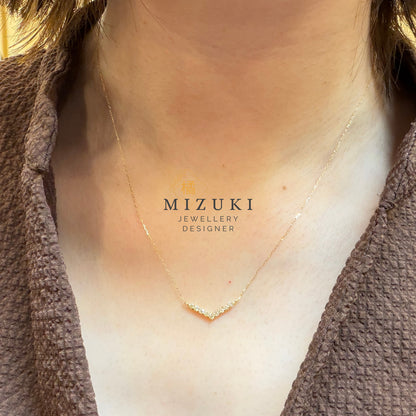TACHIBANA｜18K黃金 0.20ct Wave Chevron 天然鑽石項鍊｜日常 Fine Jewelry