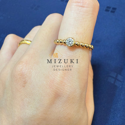 TACHIBANA｜18K 黃金 H&C 天然鑽石圓珠戒指｜E Color VS1 Diamond Ring