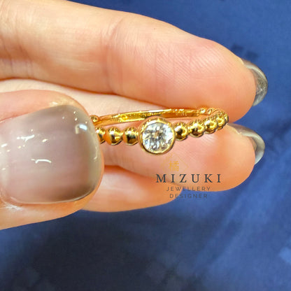 TACHIBANA｜18K 黃金 H&C 天然鑽石圓珠戒指｜E Color VS1 Diamond Ring