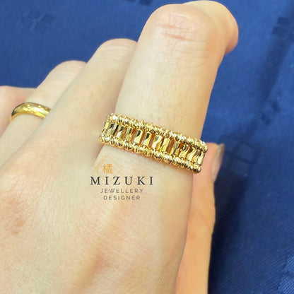 TACHIBANA｜18K 黃金復古雕花寬版戒指｜Vintage Engraved Gold Ring