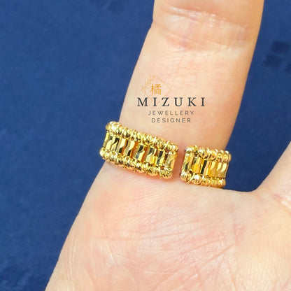TACHIBANA｜18K 黃金復古雕花寬版戒指｜Vintage Engraved Gold Ring