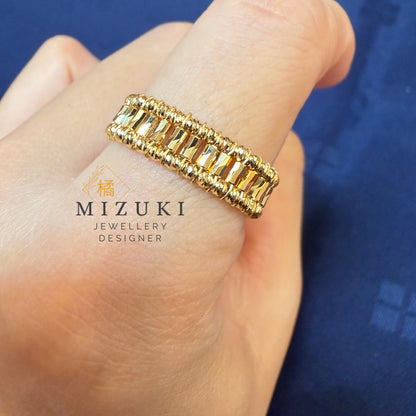 TACHIBANA｜18K 黃金復古雕花寬版戒指｜Vintage Engraved Gold Ring