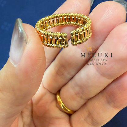 TACHIBANA｜18K 黃金復古雕花寬版戒指｜Vintage Engraved Gold Ring