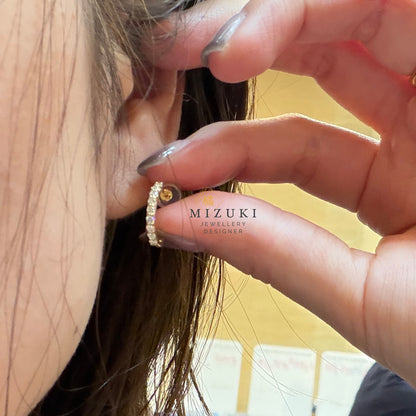 TACHIBANA｜18K 黃金 0.30ct 半圈天然鑽石圈圈耳環｜Diamond Huggie Hoop Earrings