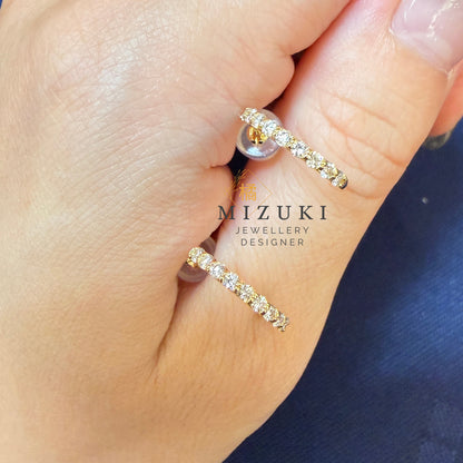 TACHIBANA｜18K 黃金 0.30ct 半圈天然鑽石圈圈耳環｜Diamond Huggie Hoop Earrings