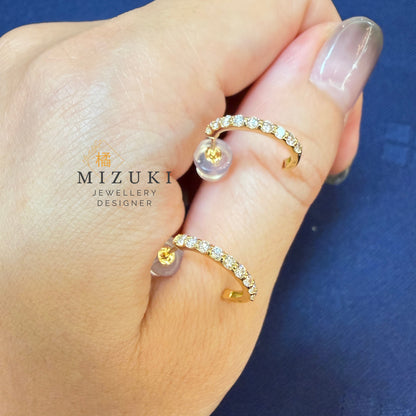 TACHIBANA｜18K 黃金 0.30ct 半圈天然鑽石圈圈耳環｜Diamond Huggie Hoop Earrings