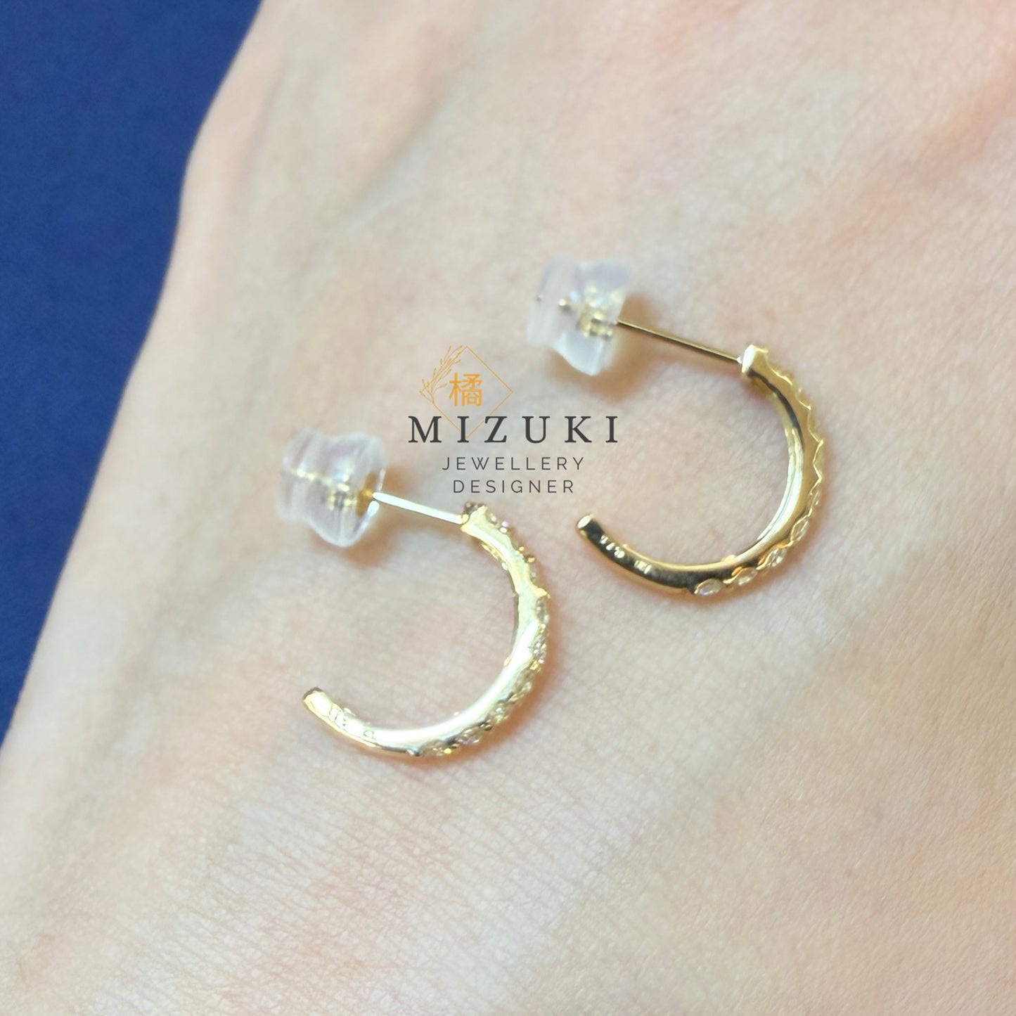 TACHIBANA｜18K 黃金 0.30ct 半圈天然鑽石圈圈耳環｜Diamond Huggie Hoop Earrings