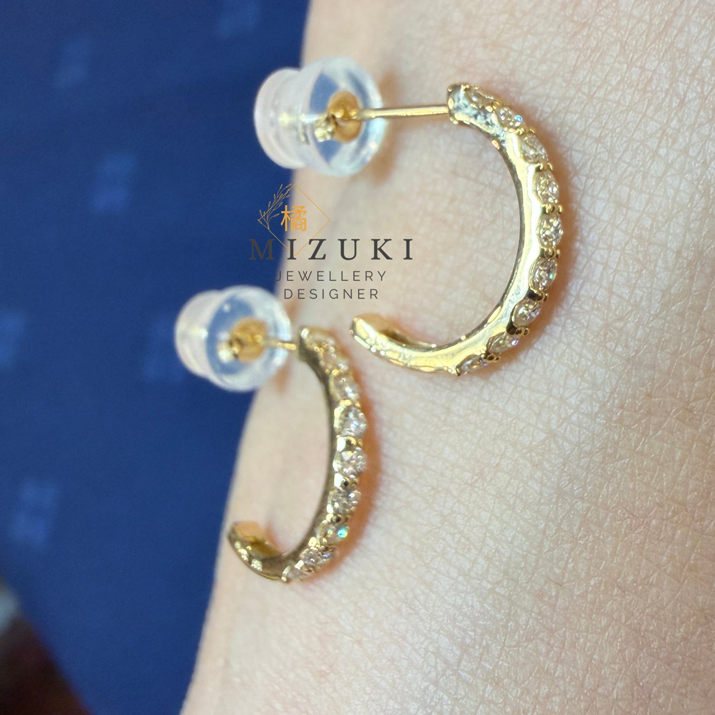 TACHIBANA｜18K 黃金 0.30ct 半圈天然鑽石圈圈耳環｜Diamond Huggie Hoop Earrings