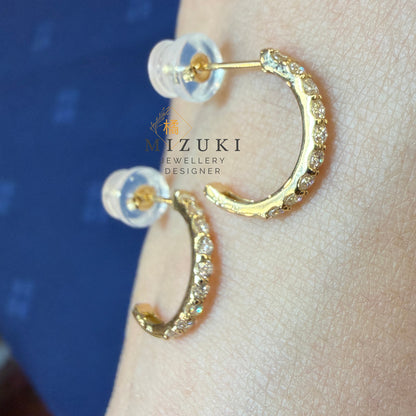 TACHIBANA｜18K 黃金 0.30ct 半圈天然鑽石圈圈耳環｜Diamond Huggie Hoop Earrings