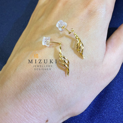 TACHIBANA｜18K 黃金羽翼流線垂墜耳環｜Twisted Gold Drop Earrings