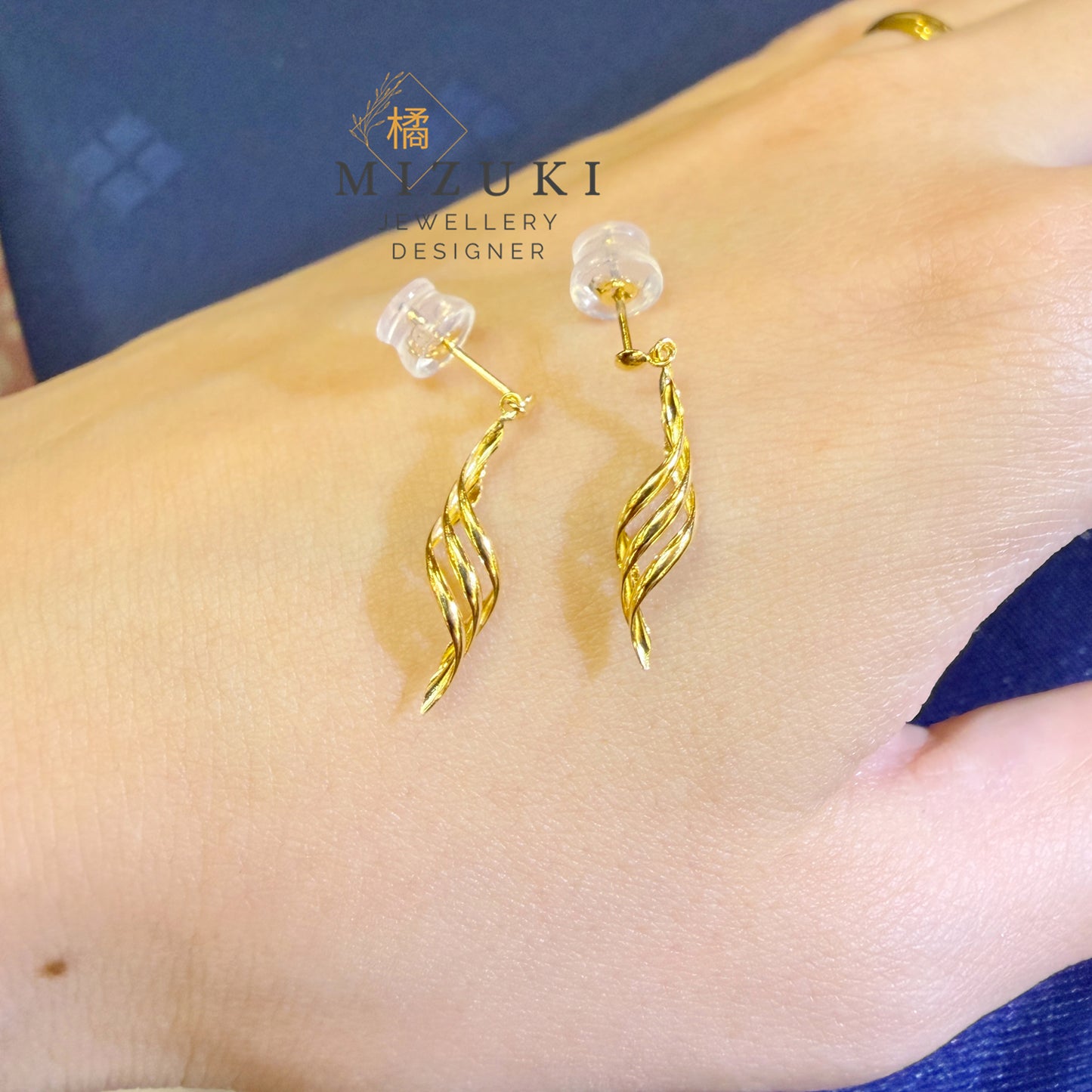 TACHIBANA｜18K 黃金羽翼流線垂墜耳環｜Twisted Gold Drop Earrings