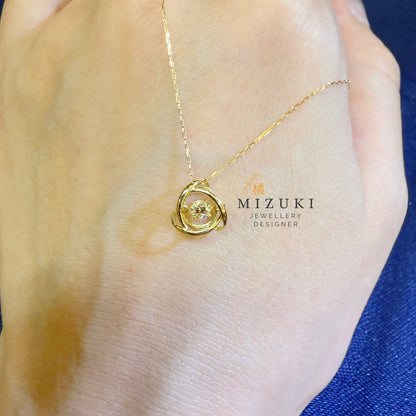 TACHIBANA｜18K 黃金 0.08ct 花環天然鑽石項鍊｜Openwork Wreath Diamond Pendant
