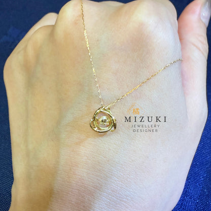 TACHIBANA｜18K 黃金 0.08ct 花環天然鑽石項鍊｜Openwork Wreath Diamond Pendant