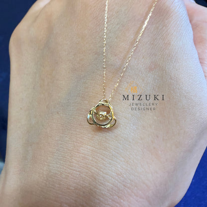 TACHIBANA｜18K 黃金 0.08ct 花環天然鑽石項鍊｜Openwork Wreath Diamond Pendant