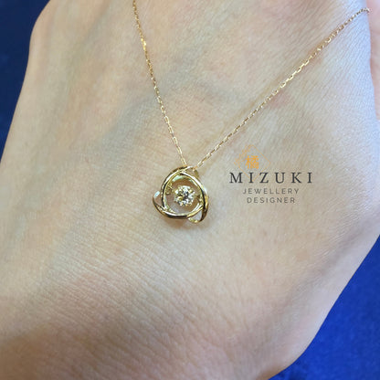 TACHIBANA｜18K 黃金 0.08ct 花環天然鑽石項鍊｜Openwork Wreath Diamond Pendant