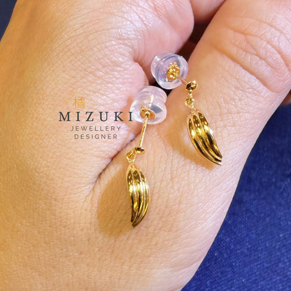 TACHIBANA｜18K 黃金羽翼垂墜耳環｜Feather Drop Earrings