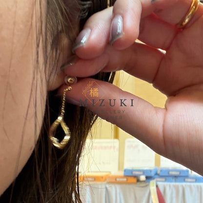 TACHIBANA｜18K 黃金天然鑽石垂墜耳環｜Ribbon Twist Diamond Drop Earrings