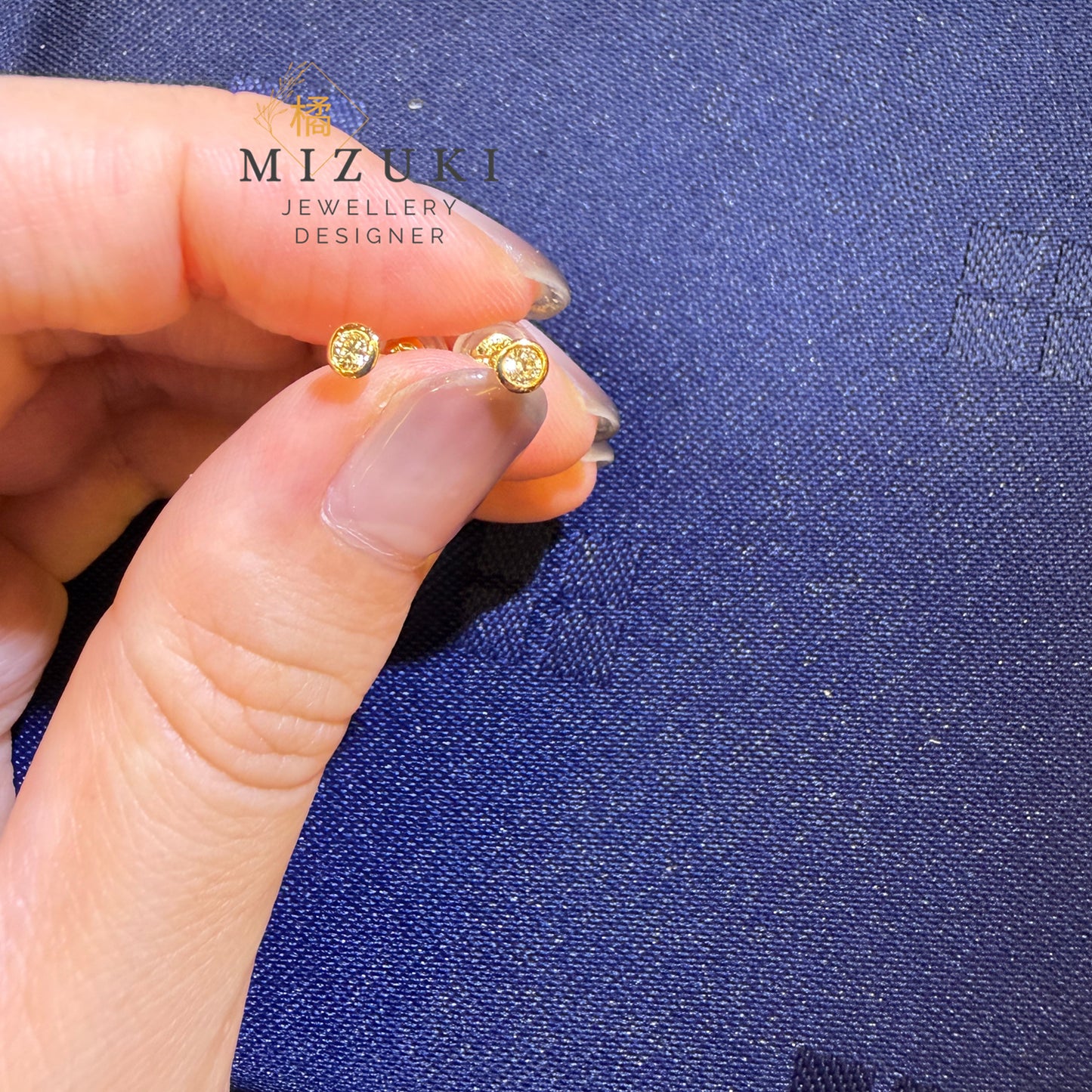 TACHIBANA｜18K 黃金 0.08ct 天然鑽石耳釘｜Bezel Diamond Stud Earrings