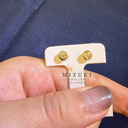 TACHIBANA｜18K 黃金 0.30ct 天然鑽石耳釘｜Classic Bezel Diamond Stud Earrings
