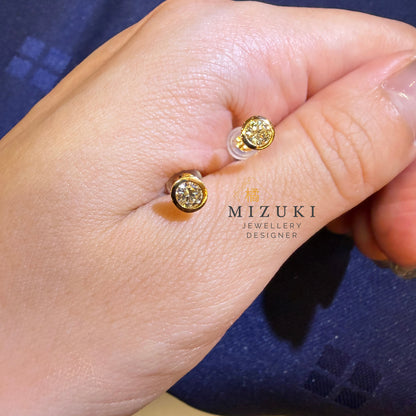 TACHIBANA｜18K 黃金 0.30ct 天然鑽石耳釘｜Classic Bezel Diamond Stud Earrings