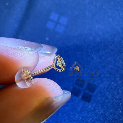 TACHIBANA｜18K 黃金 0.30ct 天然鑽石耳釘｜Classic Bezel Diamond Stud Earrings