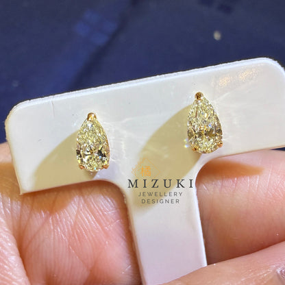 TACHIBANA｜18K 黃金 0.50ct 梨形天然鑽石耳釘｜Pear Diamond Stud Earrings