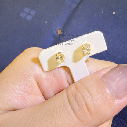 TACHIBANA｜18K 黃金 0.60ct 橢圓天然鑽石耳釘｜Oval Diamond Stud Earrings