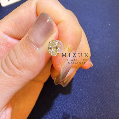 TACHIBANA｜18K 黃金 0.60ct 橢圓天然鑽石耳釘｜Oval Diamond Stud Earrings