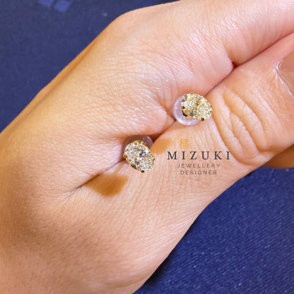 TACHIBANA｜18K 黃金 0.60ct 橢圓天然鑽石耳釘｜Oval Diamond Stud Earrings