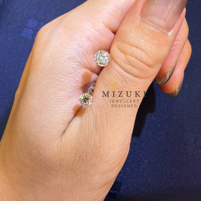 TACHIBANA｜PT900 鉑金 0.50ct 花朵拼鑲天然鑽石耳環｜Floral Cluster Diamond Stud Earrings