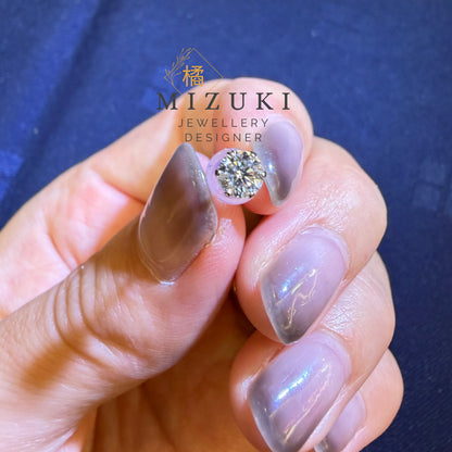 TACHIBANA｜PT950 鉑金 0.50ct 光環圍鑲天然鑽石耳環｜Halo Diamond Stud Earrings