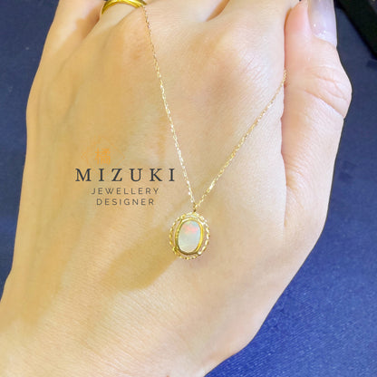 TACHIBANA｜18K 金 天然蛋白石項鍊｜0.90ct Opal 復古設計