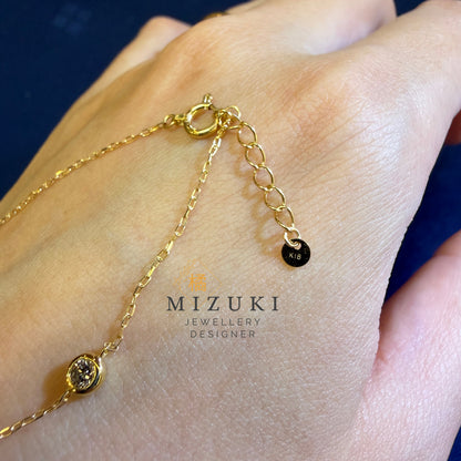 TACHIBANA｜18K 黃金 0.23ct 三鑽天然鑽石手鏈｜Three Diamond Station Bracelet