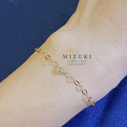 TACHIBANA｜18K 黃金 0.12ct 天然鑽石手鍊｜Faceted Link Diamond Bracelet