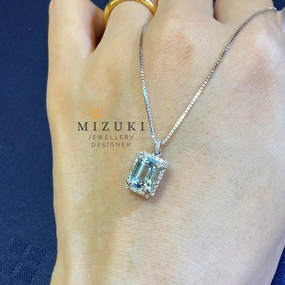 TACHIBANA｜PT850 鉑金 天然海藍寶鑽石項鍊｜1.47ct Aquamarine