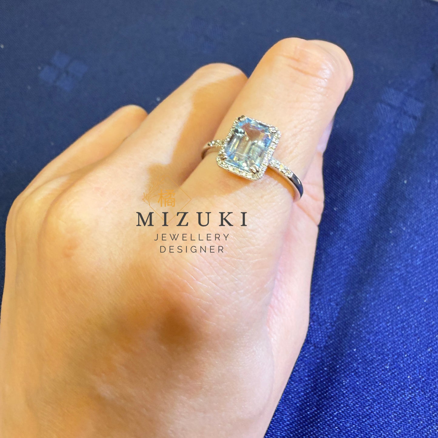 TACHIBANA｜PT950 鉑金 天然海藍寶鑽石戒指｜Aquamarine Diamond Ring