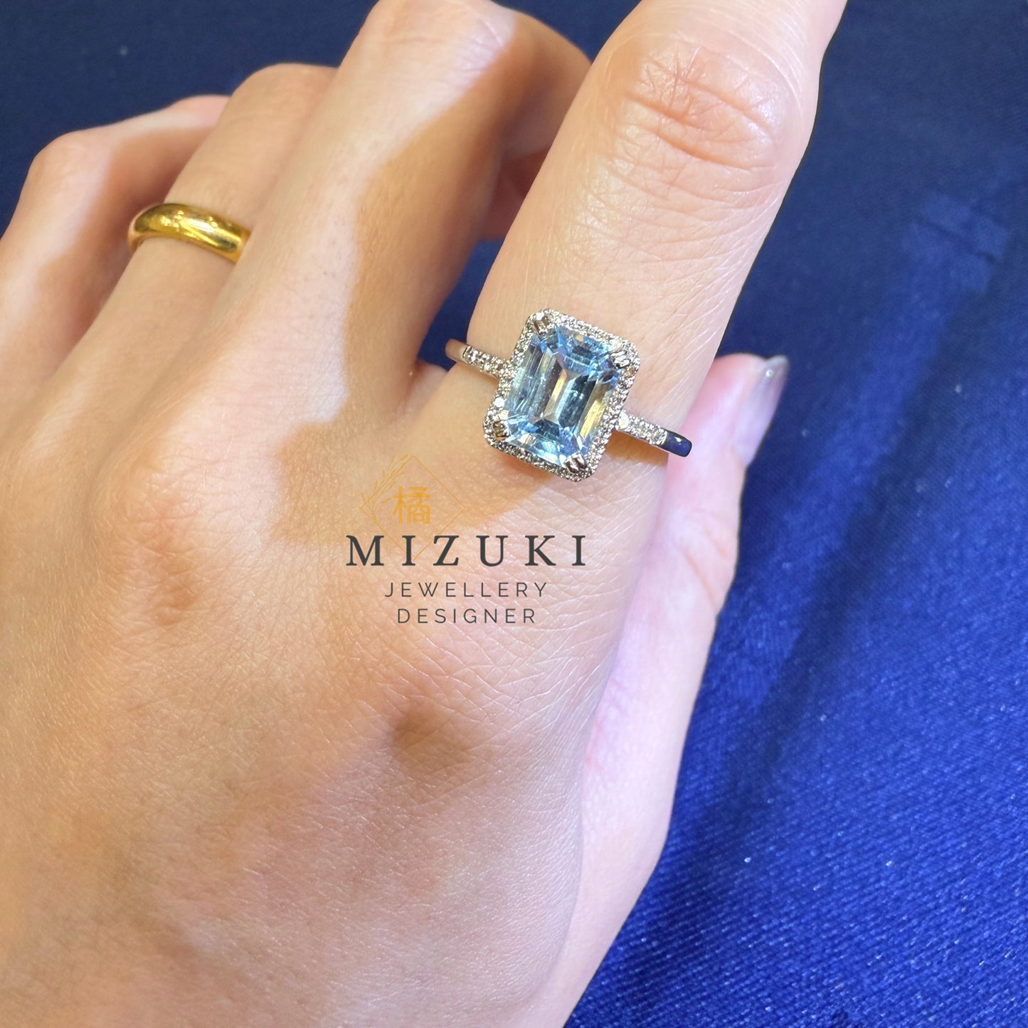 TACHIBANA｜PT950 鉑金 天然海藍寶鑽石戒指｜Aquamarine Diamond Ring