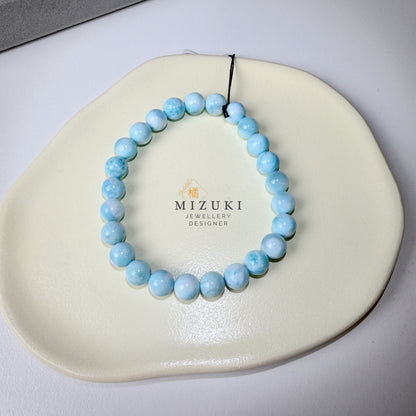 TACHIBANA｜天然拉利瑪圓珠手串｜Larimar Beaded Bracelet｜Natural Larimar