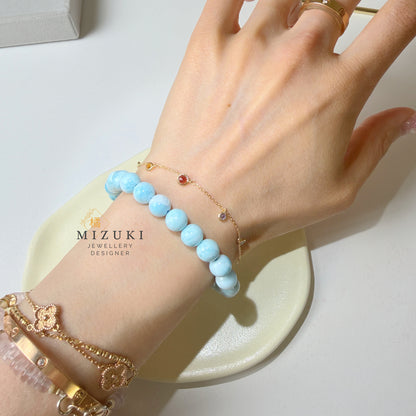 TACHIBANA｜天然拉利瑪圓珠手串｜Larimar Beaded Bracelet｜Natural Larimar