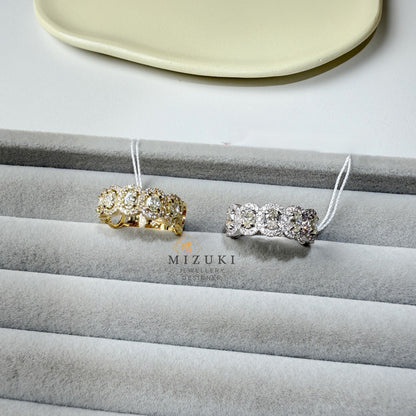 TACHIBANA｜0.70ct 復古花邊滿鑽排戒｜Vintage Milgrain Diamond Band｜K18／Pt950