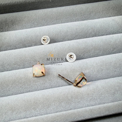TACHIBANA｜10K蛋白石耳釘｜10K Opal Stud Earrings｜Natural Opal