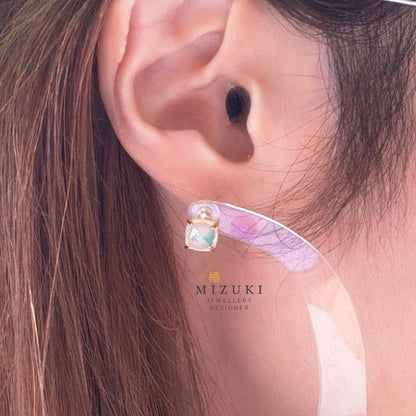 TACHIBANA｜10K蛋白石耳釘｜10K Opal Stud Earrings｜Natural Opal